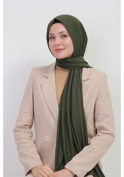 Manolyaşal İslamic Hijab Tesettür Penye Şal - 70 X 180 / Haki Haki