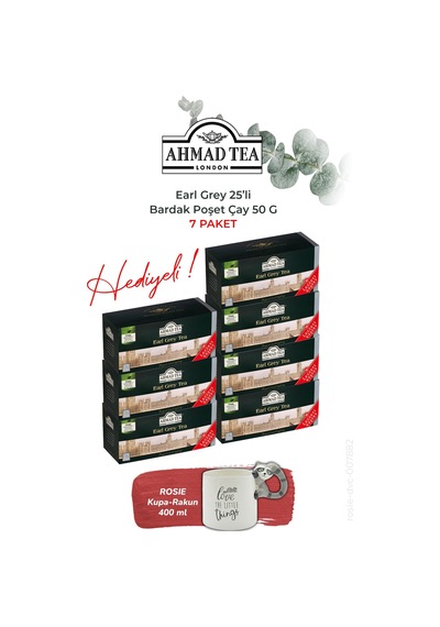 Earl Grey 25'li Bardak Poşet Çay 50 G, 7 Paket Ve Rakun Kupa