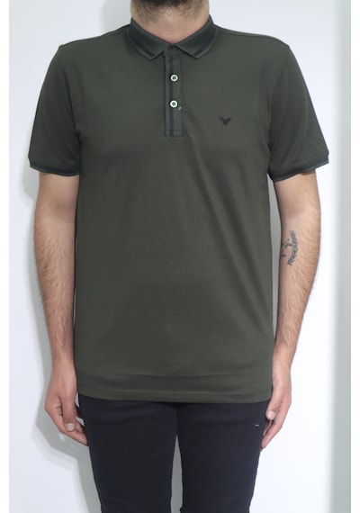 Santa Dmctekstil Erkek Düz Spor Kesim Rahat Kalıp Polo Yaka T-shirt Haki