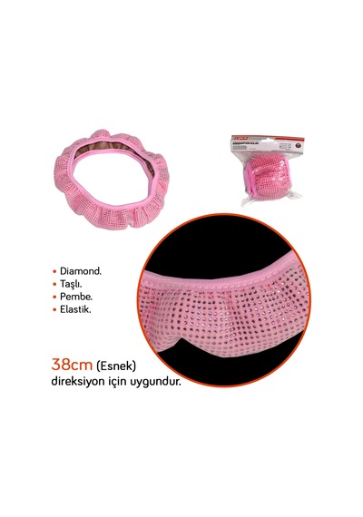 Carub Elastik Direksiyon Kılıfı Diamond 38 Cm Pembe Br1842052 Pembe