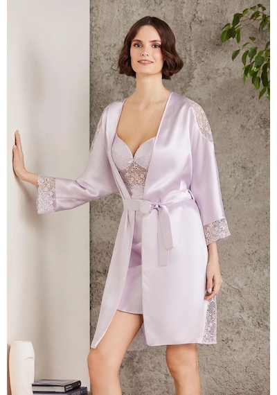 Pierre Cardin 6000 Kadın Dantelli Saten 6'lı Set-viola Viola