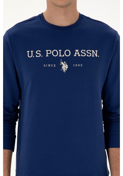 U.S. Polo Assn. Erkek Regular Fit Bisiklet Yaka İndigo İnce Basic Sweatshirt 50313743-VR028