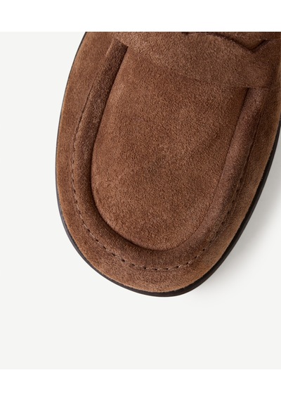 Yargıcı Kürklü Geniş Burunlu Süet Loafer 26kkay4053x 003 Kahverengi