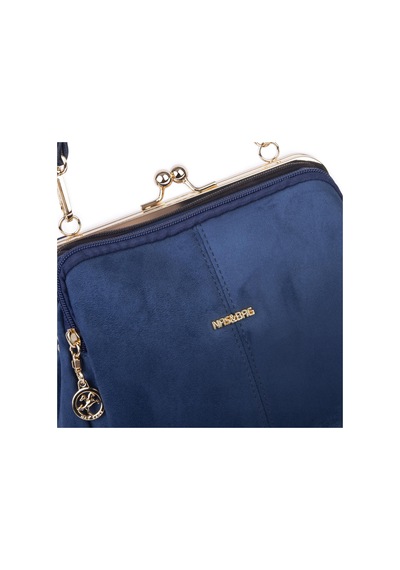 Nas Bag Burslu Klipsli Vintage Omuz Ve Çapraz Çanta 23x20 Cm Ebatlarındadır Lacivert Süet Laci