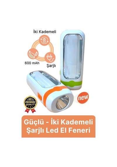 Özel Üretim Dayanıklı Güçlü Aydınlatma Taşınabilir Kamp İki Kademeli 600 Mah Şarjlı Led El Feneri Beyaz