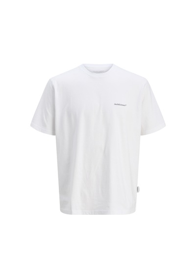 Jack & Jones Erkek Sirt Baskili Bisiklet Yaka Tisört - Split - 12297539 Bright White