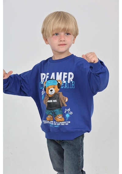 Toontoy Kids Toontoy Erkek Çocuk Dreamer Ayı Baskılı Sweatshirt Saks