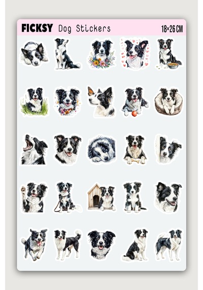 Border Collie Köpek Sticker Seti - 25 Adet Etiket Çıkartma Diğer