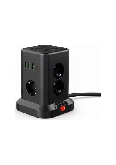 Akım Korumalı Priz Kablosuz Şarj İstasyonu 7x Soket 3x Usb 1xtype-c Kablolu Grup Priz Çoğaltıcı 2 M