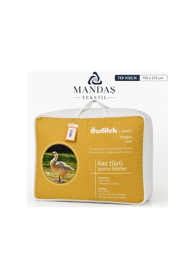 Özdilek Tek Kişilik %100 Kaz Tüyü Yorgan 155x215 Beyaz