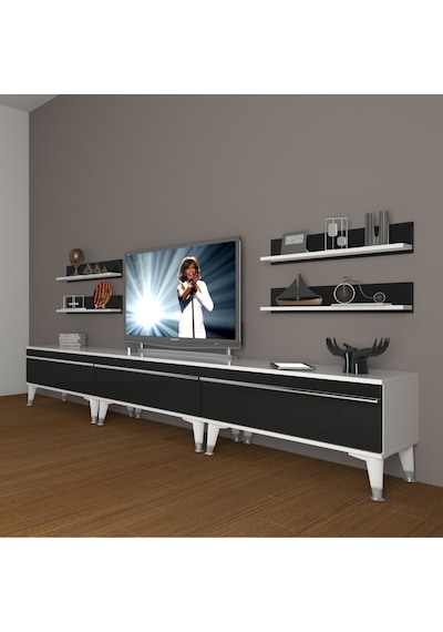 Decoraktiv Eko 270r Mdf Silver Tv Ünitesi Tv Sehpası Beyaz - Antrasit