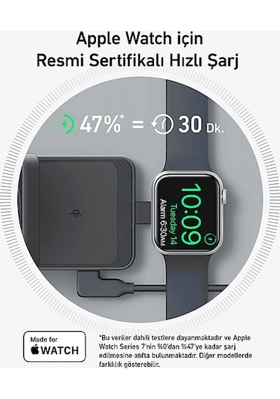 Anker Maggo Katlanabilir 3'ü 1 Arada Kablosuz Şarj İstasyonu Siyah