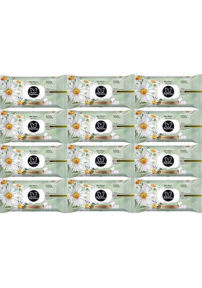 Papilion Islak Havlu Mendil 100 Yaprak Papatya 12 Li Set
