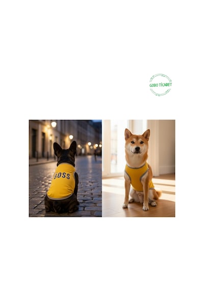 Sarı The Boss Patron Yazılı Kedi Ve Köpek Kıyafeti Tişörtü Elbisesi Medium/m/beden 2