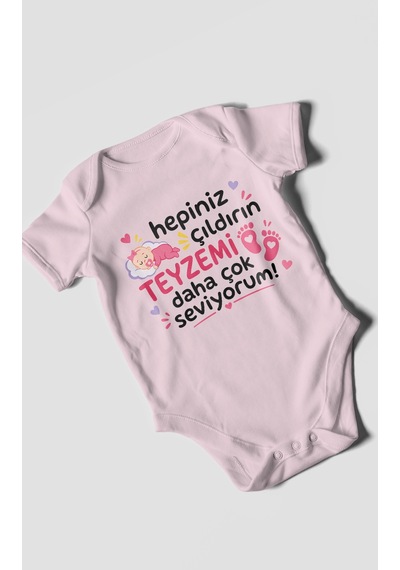 Morivokids Teyzeye Özel Kısa Kollu Bebek Body %100 Pamuk Zbn195-kk Bebe Pembe