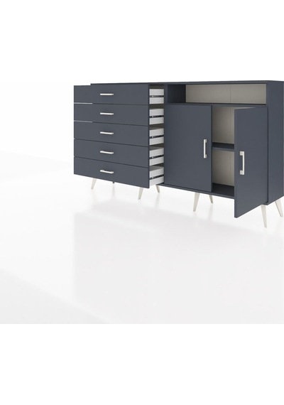 Arges Konsol 2 Raflı 5 Çekmeceli 2 Kapaklı 176x30x99 Antrasit-ant Antrasit-antrasit Arges Konsol 2 Raflı 5 Çekmeceli 2 Kapaklı 176x30x99 Antrasit-ant Antrasit-antrasit