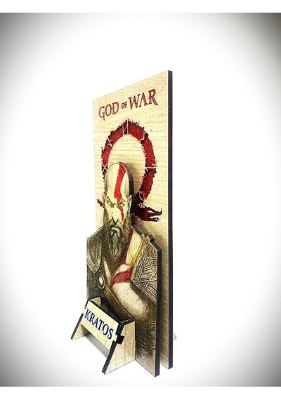 Dükkan Design Lazer Kazıma El Boyuma God Of War Ahşap Biblo Demonte