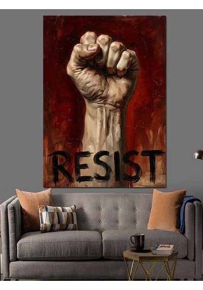 Resıst Yumruk Protesto Poster Dekoratif Kanvas - Mdf Ahşap Tablo