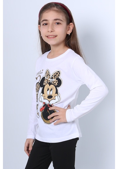 Hçm Kız Çocuk Uzun Kol Tshirt 4 Mevsim Baskılı Bisiklet Yaka D7 Krem