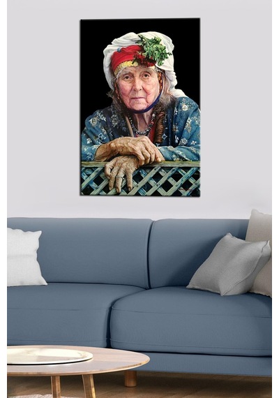 Talya Tablo Yaşlı Kadın Portre Kanvas Tablo 50x35 No-5441