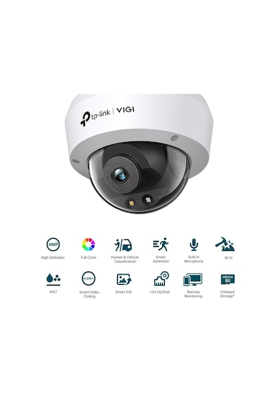 Tp-link Vıgı C240 4mm 4mp Full-color Dome Ip Kamera / H.265+, Poe/dc, Ip67, Dahili Mikrofon Ve Hoparlör, Sd, Led