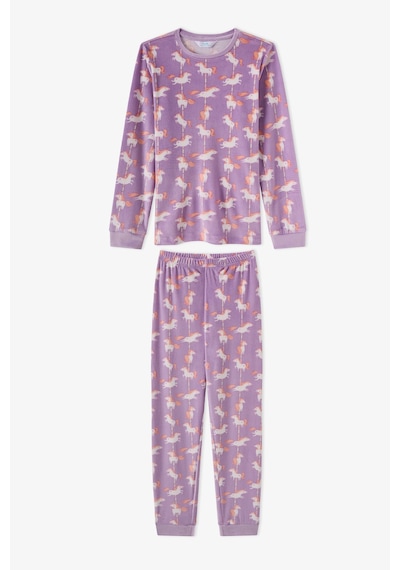 Penti Kız Çocuk Lila Unicorn Carousel Tef Uzun Kollu Pijama Takımı