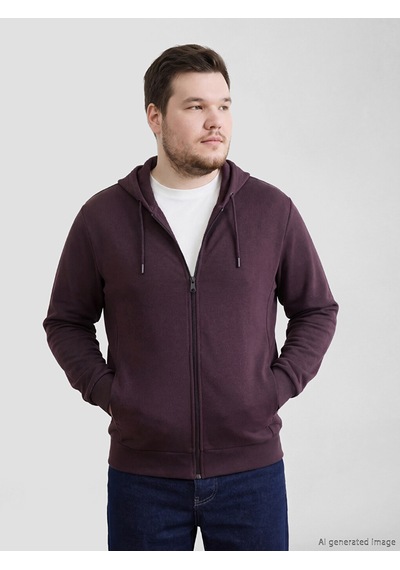 Lcwaıkıkı Basic Mürdüm Kapüşonlu Erkek Fermuarlı Sweatshirt