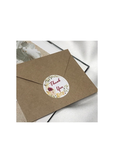 Thank You Etiket Sarımtırak Çelenk Mat Sticker Kraft Renkle Uyumlu 4 Cm - 40 Adet Çok Renkli