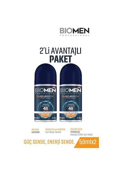 Roll-on For Men Ferahlatıcı Etki I'm Energy 2x 50 ML