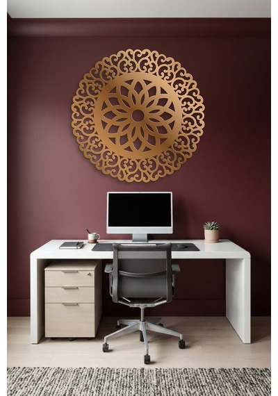 Lotus Mandala Metal Duvar Tablosu - Duvar Sanatı - Duvar Dekoru - Bronz