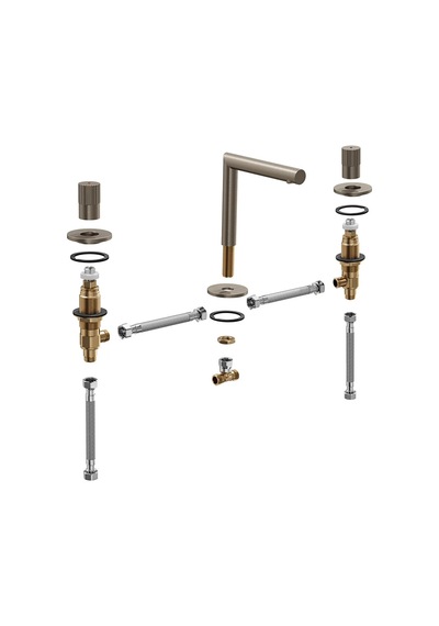 VitrA Lavabo Bataryası, Origin, Ankastre 3 Delikli Lavabolar İçin Fırçalı Nikel, A4258334