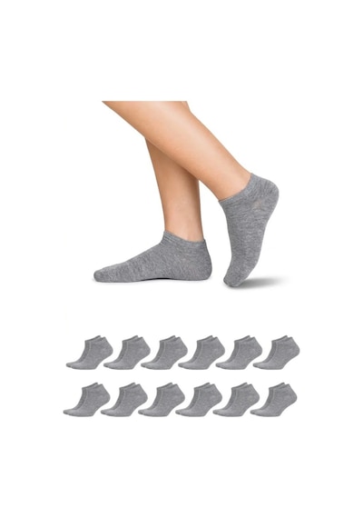 Asden Bambu Kadın Patik Çorap 12'li Paket, Dikişsiz, Soft Yıkamalı 35-40 gri