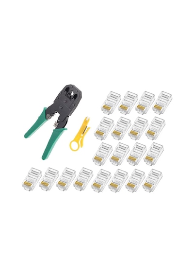 Yeşil Network Cat5 Cat6 Sıkma Pense + 100 Adet Cat5 Cat6 Jak