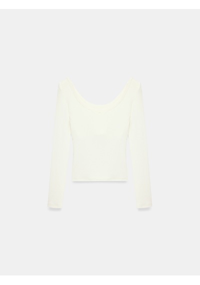 Dilvin 33237 Bra-free Uzun Kollu Top Ekru