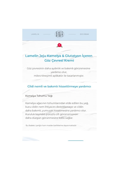 Niacinamide & Glutatyon İçeren Dokunmatik Titreşim Başlıklı Göz Çevresi Kremi Glutathione Eye Cream