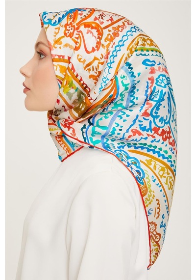 Armine Twill İpek Eşarp 23ka9037 31 - Turuncu