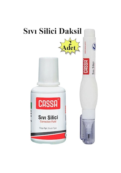Sıvı Silici Daksil Ve Kalem Daksil 2 Adet Cassa Fırçalı Sıvı Düzeltici Daksil Yazı Düzeltici Okul Ofis Büro Fırça Uçlu