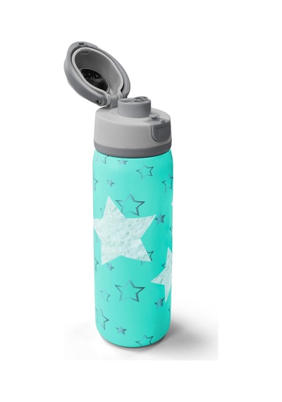 Coral High Turkuaz Yıldız Desenli Pipetli Ve Direkt İçim Çelik Termos 800 Ml 38593 Turkuaz