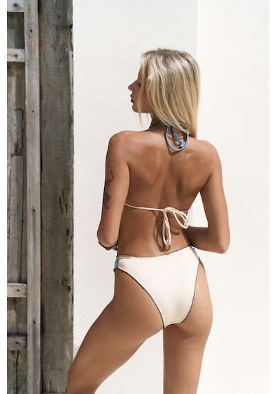 Mai Collection Mai Studios Co. Adira Yan Bağlama Çift Desen Mavi Bikini Altı Mavi