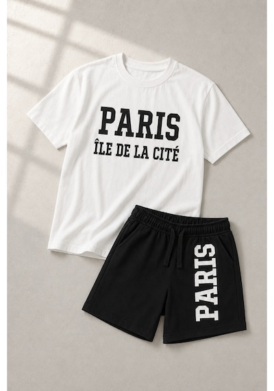 Laciel Prs Laciel Paris Erkek Çocuk Paris Baskılı Beyaz Tişört Siyah Şort Oversize 2'li Takım Laciel Prs Laciel Paris Erkek Çocuk Paris Baskılı Beyaz Tişört Siyah Şort Oversize 2'li Takım