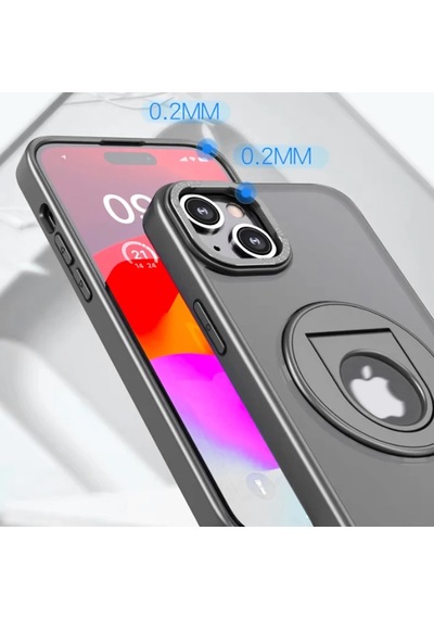Ally İphone 15 Plus İçin Magsafe Uyumlu Yüzük Standlı Manyetik Silikon Kılıf- 5775