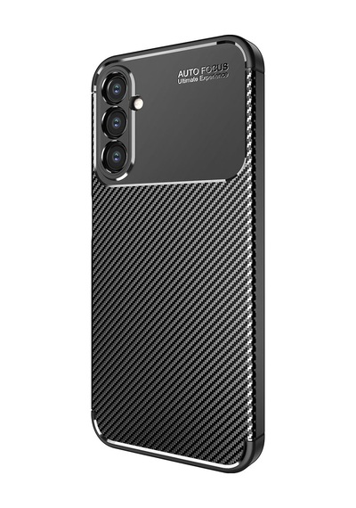 Galaxy Uyumlu A14 Kılıf Karbon Görünümlü Silikon Kamera Korumalı Üstün Koruma Pazarplus Siyah