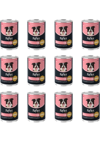 Reflex Plus Sos İçinde Et Parçacıklı Somonlu Yetişkin Köpek Konservesi 12 x 400 G