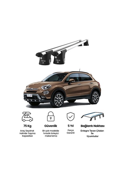 Trio-ıı Fiat 500 Crossover 2015 Ve Sonrası Kilitli Ara Atkı 120cm Port Bagaj Tavan Barı