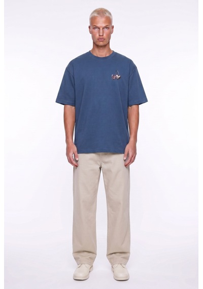 Respire Erkek Harvest Baskılı Oversize T-shirt Lacivert