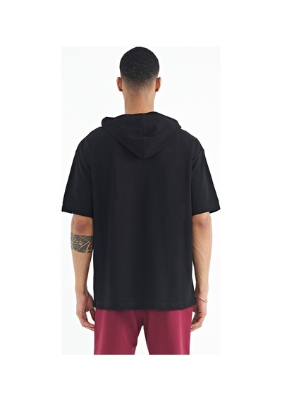 Tommy Life T11er-88179 Erkek Kapüşonlu Kol Etiket Detaylı Oversize T-shirt T11ER-88179-R1534