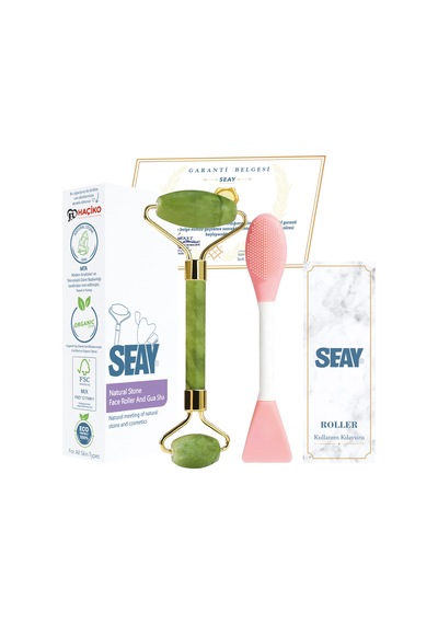 Seay Yeşim Taşı Face Roller + Maske ve Siyah Nokta Temizleme Fırçası