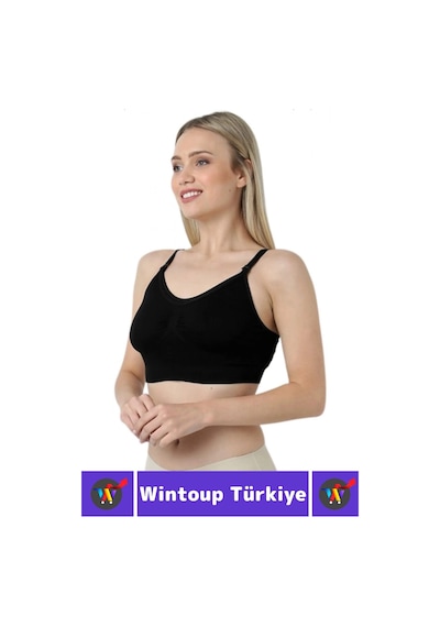 Wintoup Emzirme Sütyeni Klipsli Pamuklu Hamile Lohusa Dikişsiz Balensiz Desteksiz Emzirme Sütyeni 4'lü Set Beyaz - Siyah