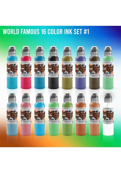 World Famous 16 Color Ink Set 1oz/30ml -1