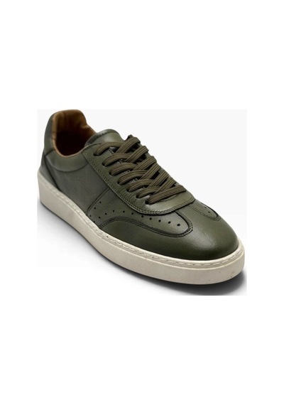 Cakgo 152-26 Hakiki Deri Anatomik Taban Erkek Sneaker Haki Beyaz